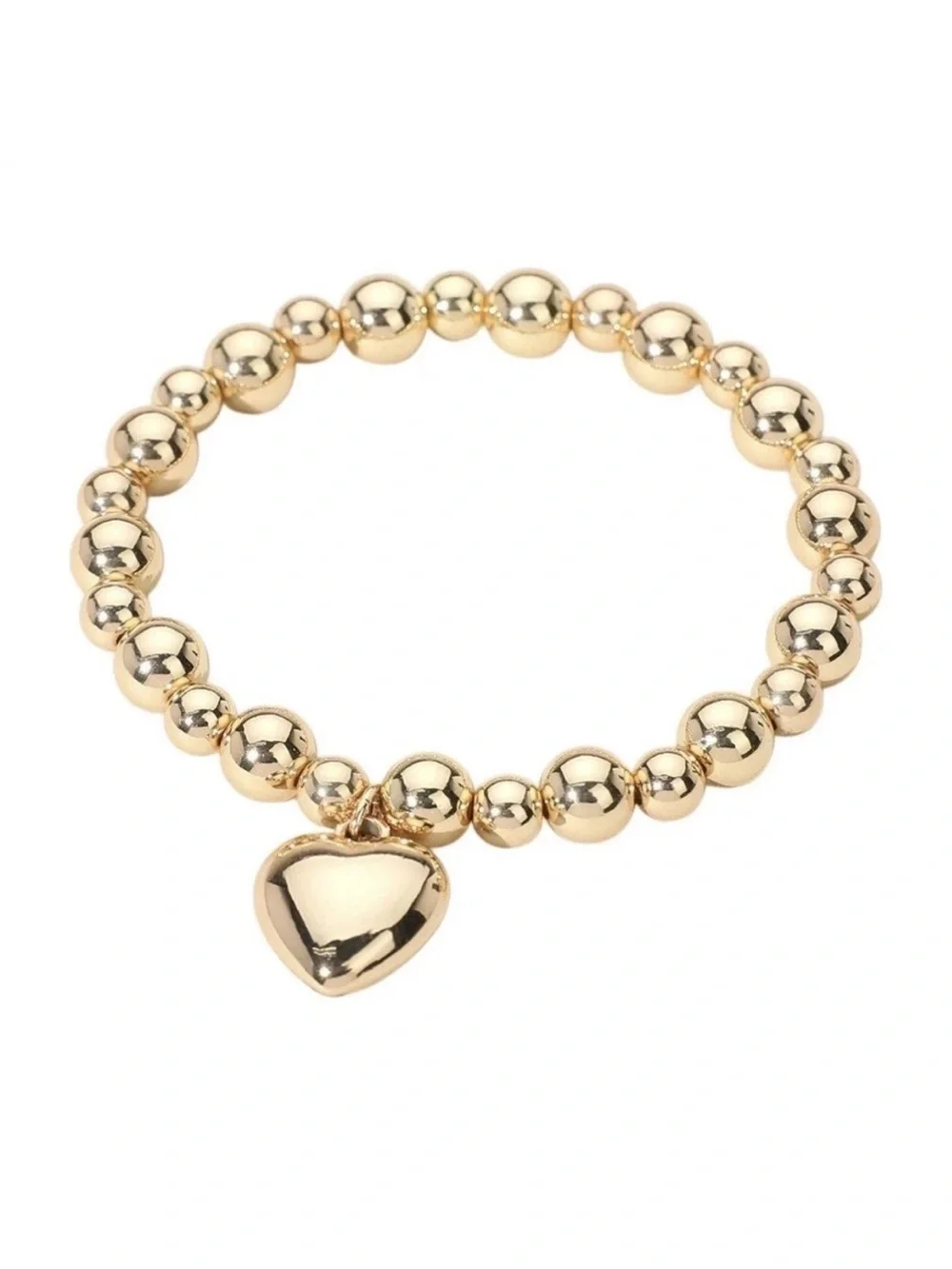House of Harlow 1960 Gold Beaded Bracelet with Heart Charm